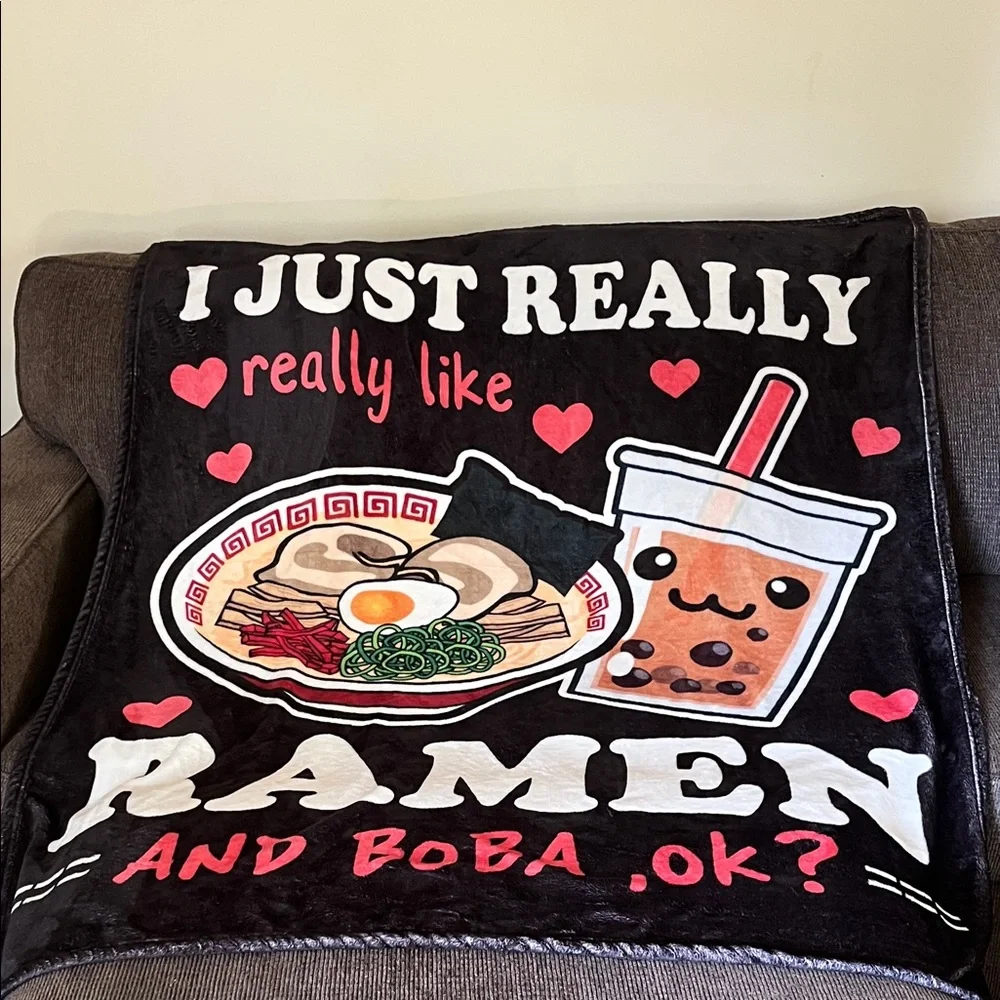 Ramen and Boba Throw Blanket
